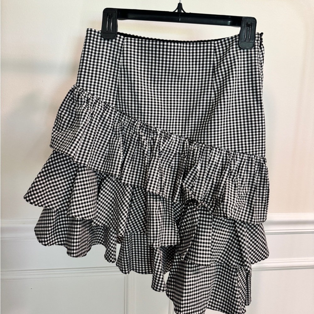 Intermix Black and White Gingham Ruffle Skirt